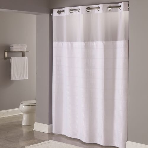 Hookless® Alexandria RePET Shower Curtain with Snap-in Liner, 71"x77", White